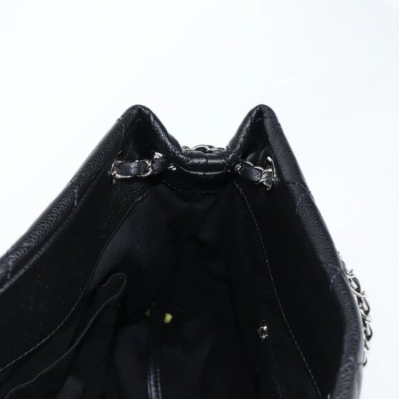 CHANEL Matelasse COCO Mark Chain Bag Grained Calf Skin Black Silver CC Auth ... - Picture 14 of 16